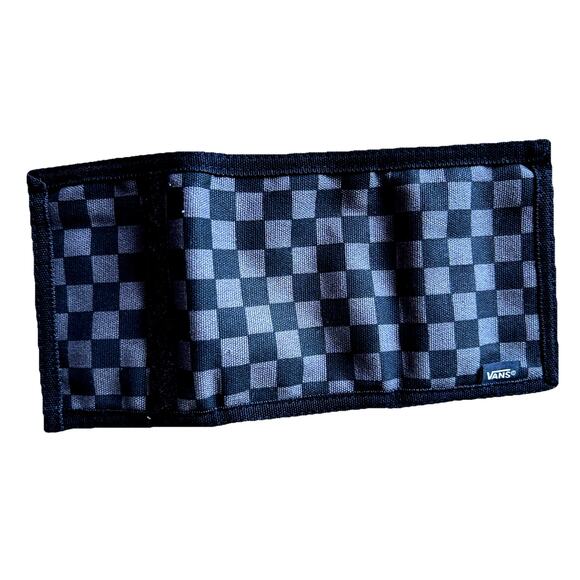 Vans Black/ Gray Checkerboard Wallet NEW Checkered Trifold Skate Grunge Retro - Picture 1 of 6